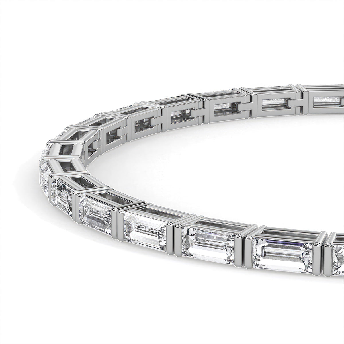 Lusture Baguette Bracelet White Gold