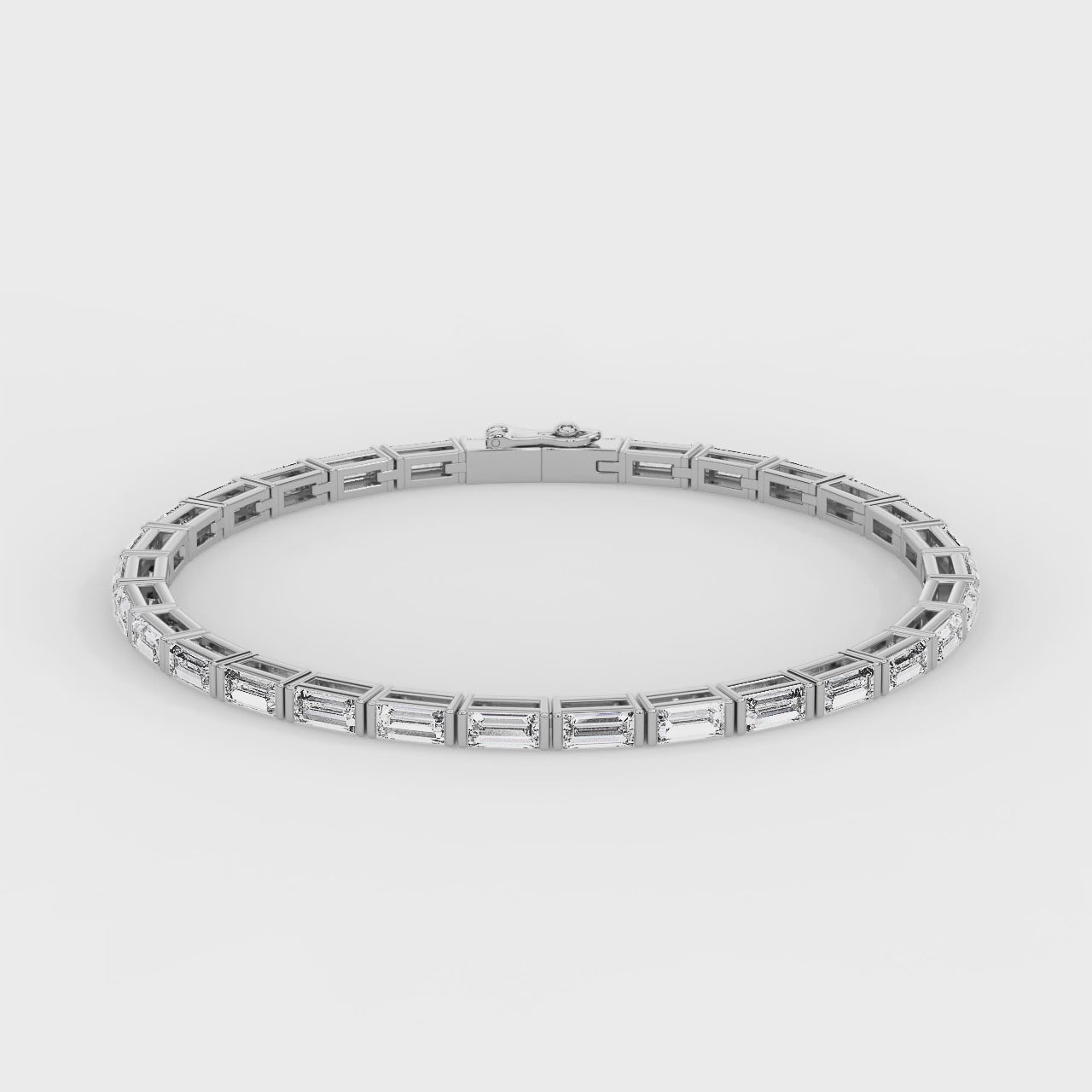 Lusture Baguette Bracelet White Gold